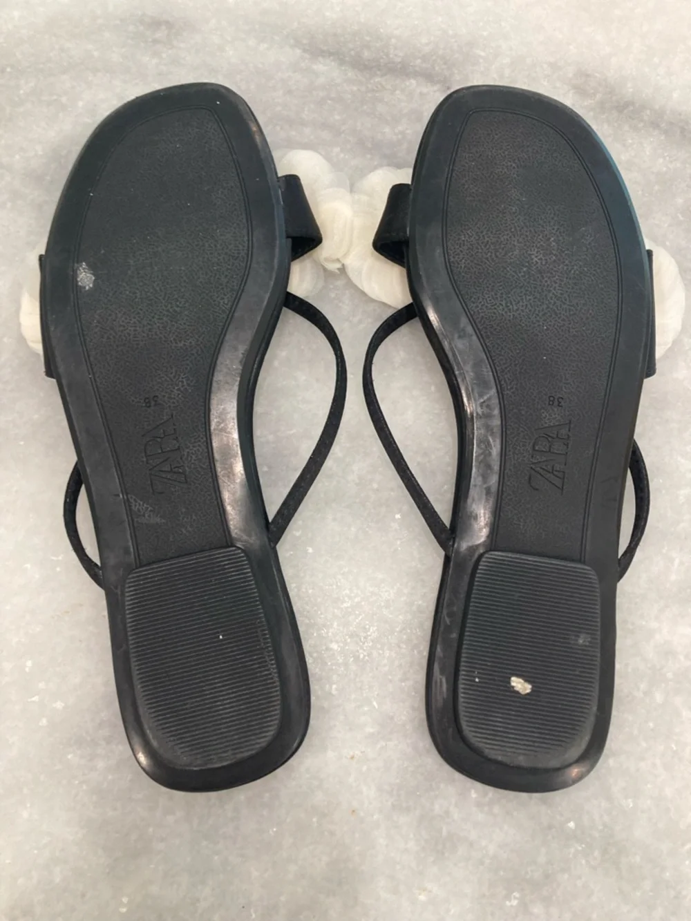 ZARA Black Cream Flower Sandals - Picture 12 of 14